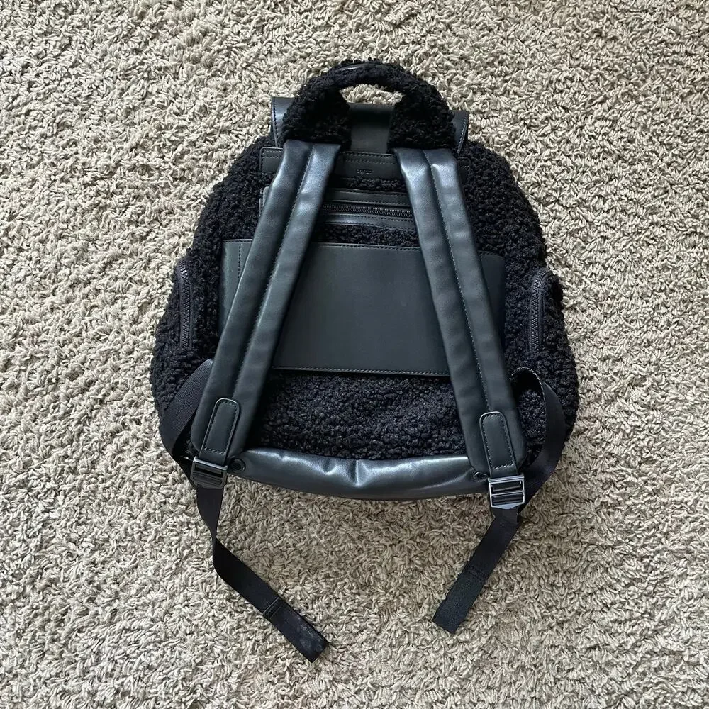 Caraa Cirrus Sherpa Backpack Travel Rucksack Teddy Fuzzy Black